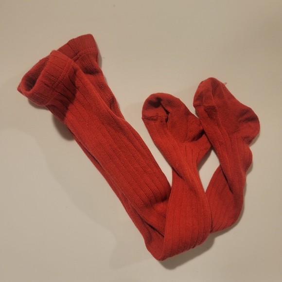 Condor Ribbed Tights In Cherry, Size 00 - Picture 3 of 4